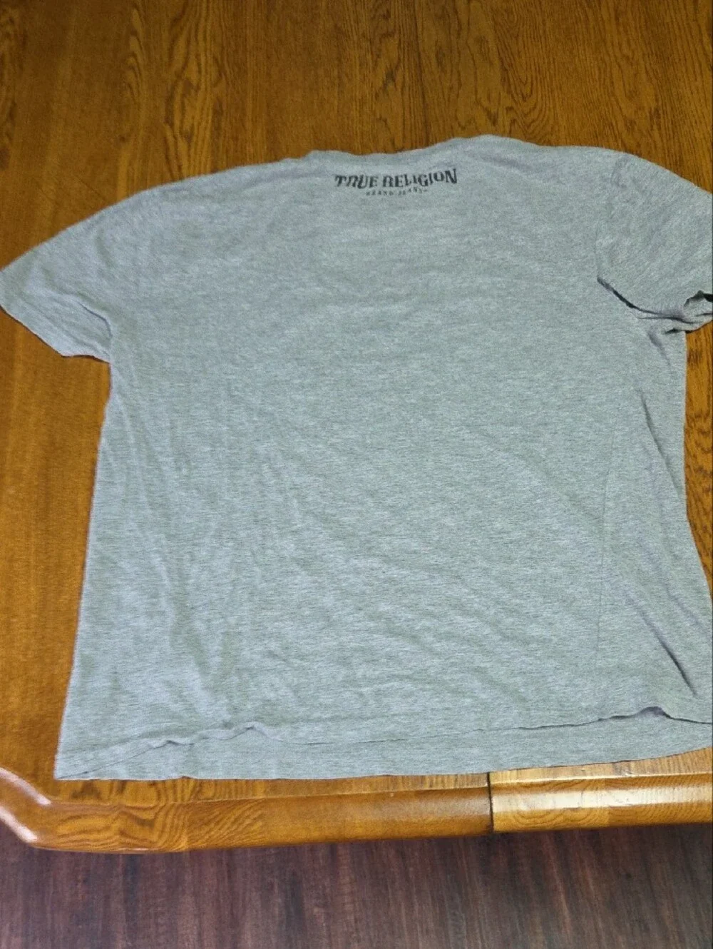 True Religion Light Gray Tee with Maroon Graphic Logo